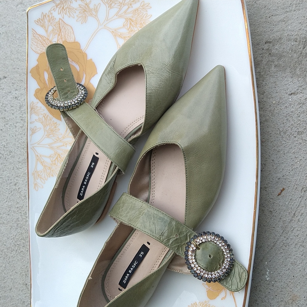 Zara Seafoam green flats